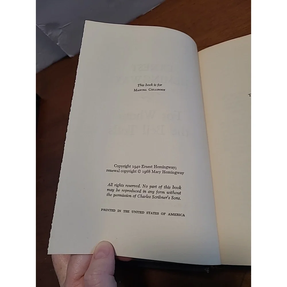 VINTAGE Ernest Hemingway For Whom The Bell Tolls SCRIBNER EDITION‎ Hardcover